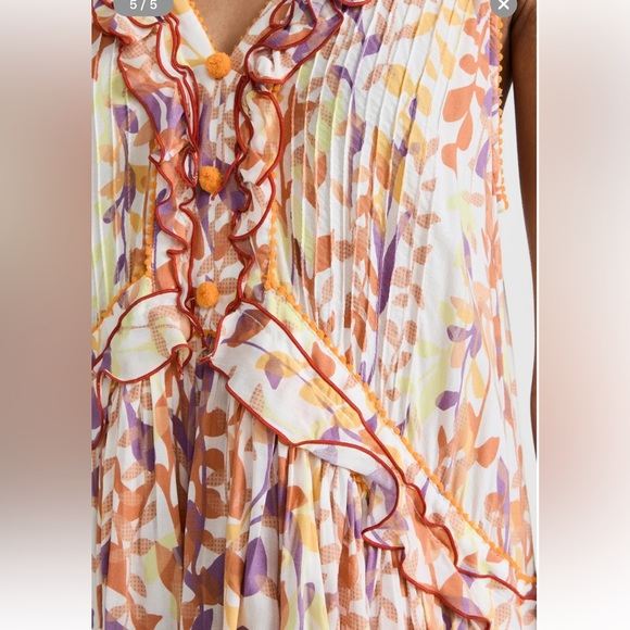 Poupette St Barth Mae Orange Floral Mini Dress Large - Picture 6 of 6